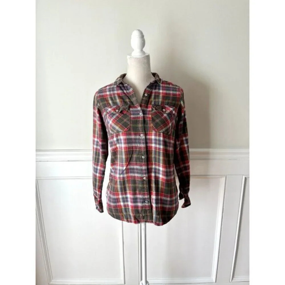 Eddie Bauer Cotton Flannel Button Down Long Sleeve Shirt XS